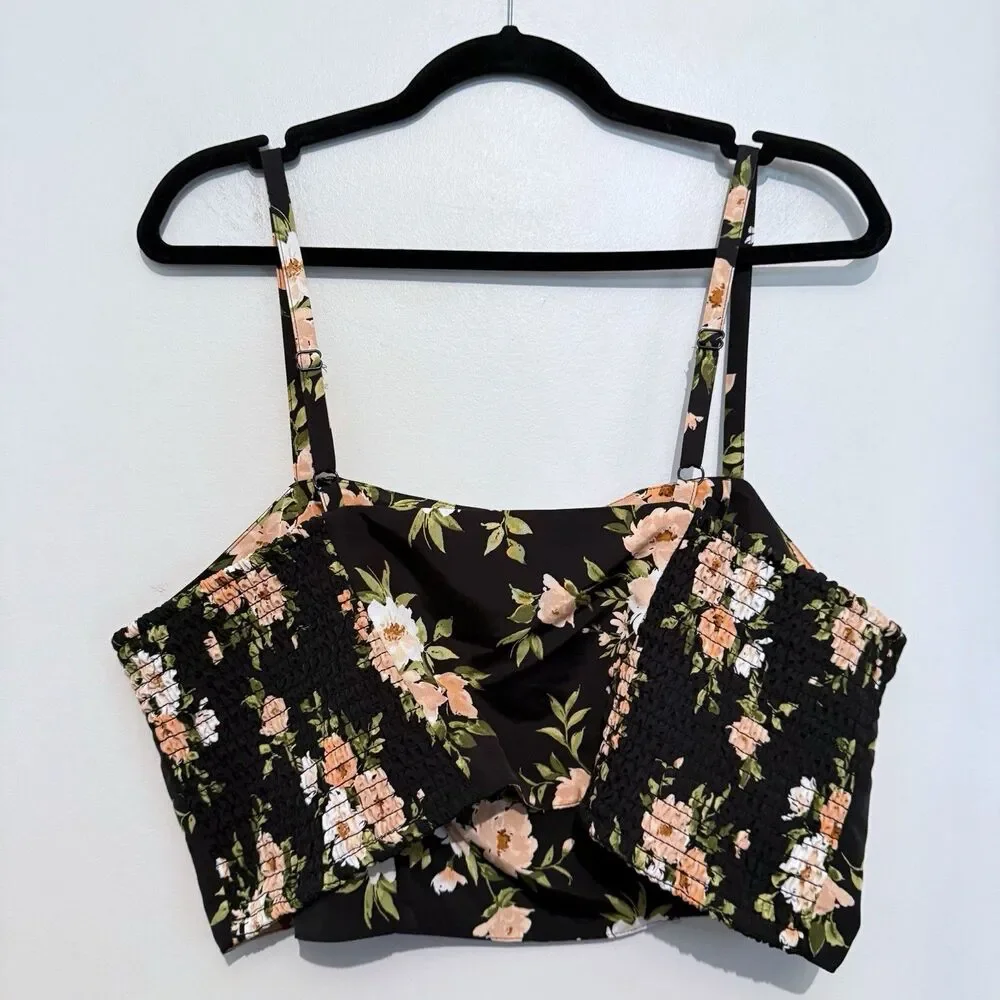 Old Navy The occasion Floral Black Taffeta High Waisted Skirt Crop Top Set XL - Picture 8 of 13